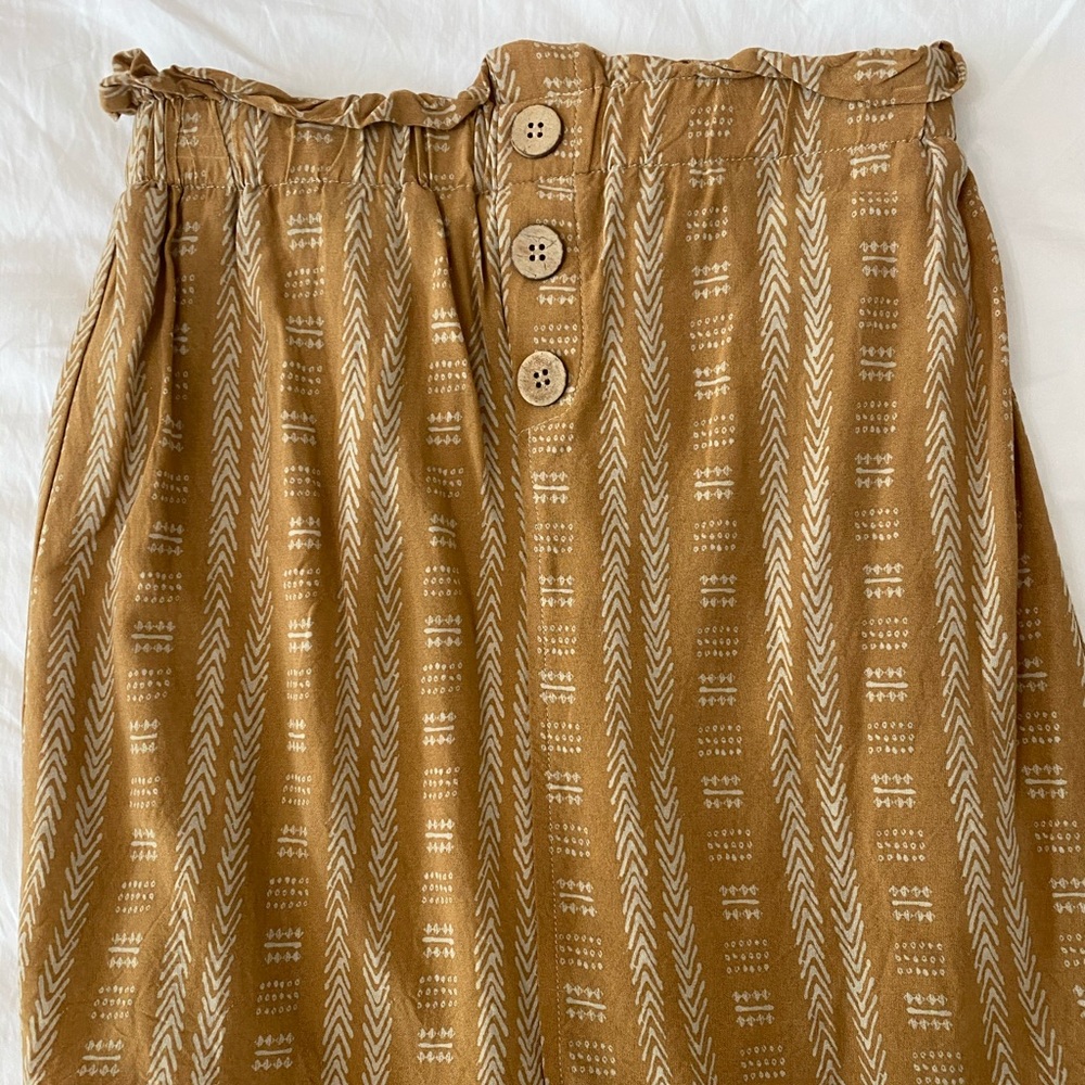 Tribal print paper bag skirt